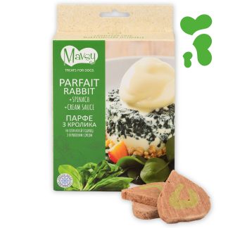 Mavsy - FD Rabbit+spinach+milk powder, 50g/Mavsy, Парфе з кролика на шпинатній подушці з вершковим соусом, 50г.