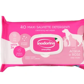 Inodorina Everyday Acqua di Rose - Вологі серветки для всіх типів шерсті котів та собак з ароматом троянди, 40 шт