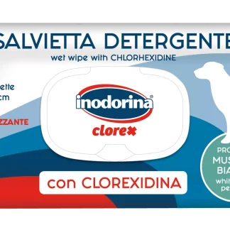 Inodorina Clorex - Вологі серветки для собак із хлоргексидином та ароматом білого мускусу, 40 шт