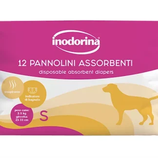 Inodorina Pannolini Assorbenti - Підгузки для собак з індикатором вологості, 12 шт., розмір S