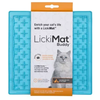 Килимок для повільного харчування Licki Mat Buddy для котів та собак, блакитний м'який