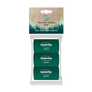 Inodorina Green Bags - Біорозкладні пакетики для прибирання з кукурузного волокна, 3 шт