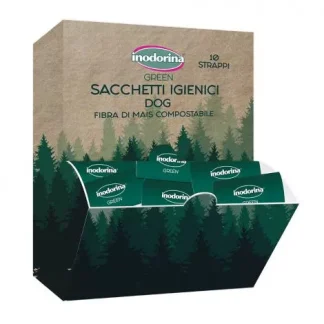 Inodorina Green Bags Box - Біорозкладні пакетики для прибирання з кукурузного волокна, 30 шт