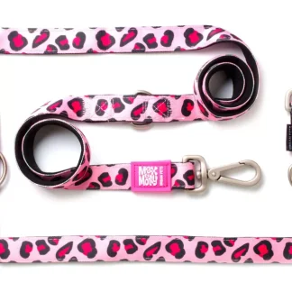 Повідець багатофункціональний рожевий леопард Multi Function Leash Leopard Pink/M