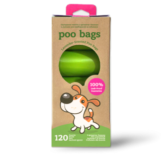 Poo Bags одноразові пакетики з ароматом лаванди, 120 шт (8 рулонів)