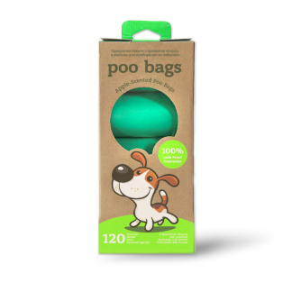Poo Bags одноразові пакетики з ароматом яблука 120 шт (8 рулонів)