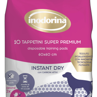 Швидкопоглинаючі пелюшки для собак Inodorina Tappetini Instant Dry з активованим вугіллям 10 шт 60х60 см