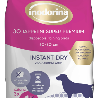 Швидкопоглинаючі пелюшки для собак Inodorina Tappetini Instant Dry з активованим вугіллям 30 шт 60х60 см