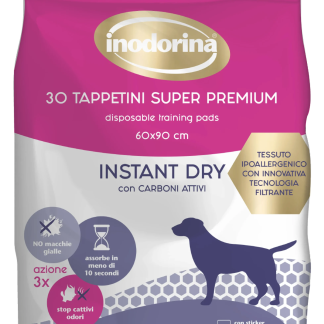 Швидкопоглинаючі пелюшки для собак Inodorina Tappetini Instant Dry з активованим вугіллям 30 шт 60х90 см